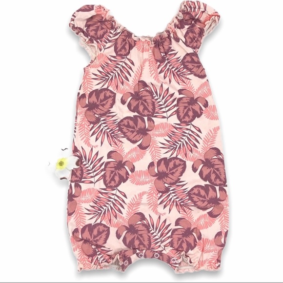 Peek Other - NWOT Peek Pink Palm Short Romper, 18-24m